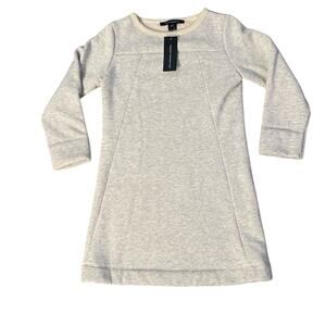 French Connection Women’s Grey Long Sleeve Crew Neck Sherpa Sweater Dress Sz 2